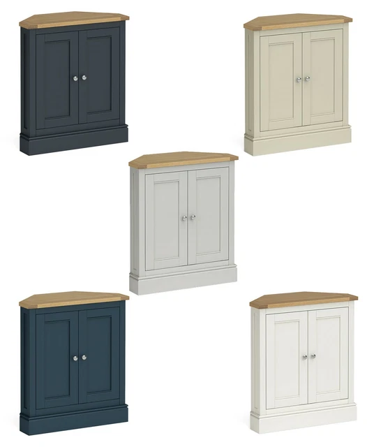BUDE CORNER CUPBOARD Cabinet Country Painted Solid Wood Oak Top
