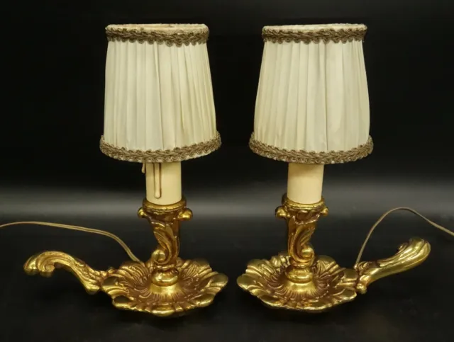 Pair Of Bedside Lamps Louis Xv Style - Bronze - French Antique
