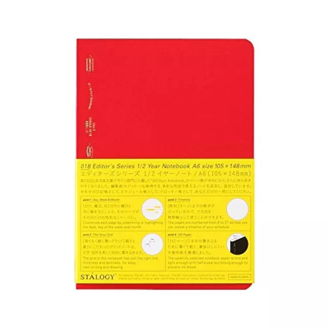 Stalogy 018 Editor's Serie 1/2 Anno Notebook (A6 / Rosso) Spedizione Da Giappone
