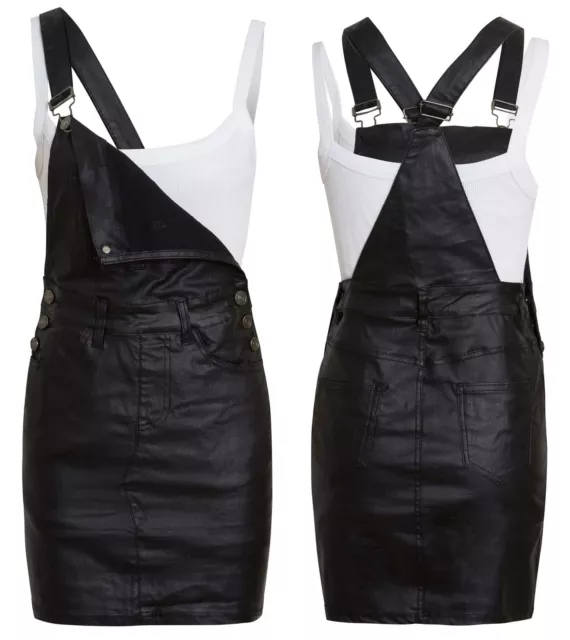 Womens Denim Dungaree Suspender Skirt Baggy Overall Dress Jeans Pinafore  Loose