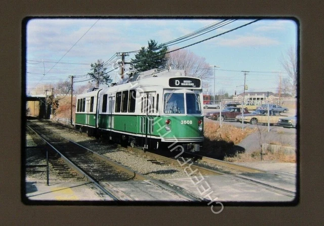 Original '88 Kodachrome Slide MBTA Boston Transit 3608 Trolley action   34S4