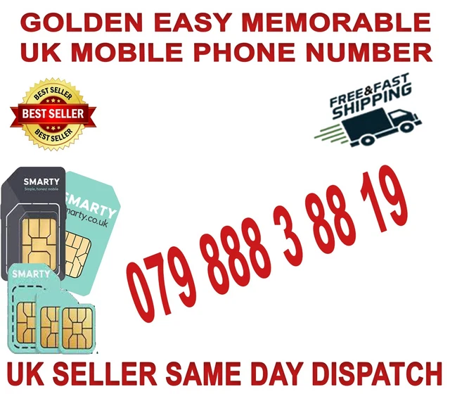 Golden Easy Memorable Uk Vip Mobile Phone Number 079 888 3 88 19  Platinum Sim