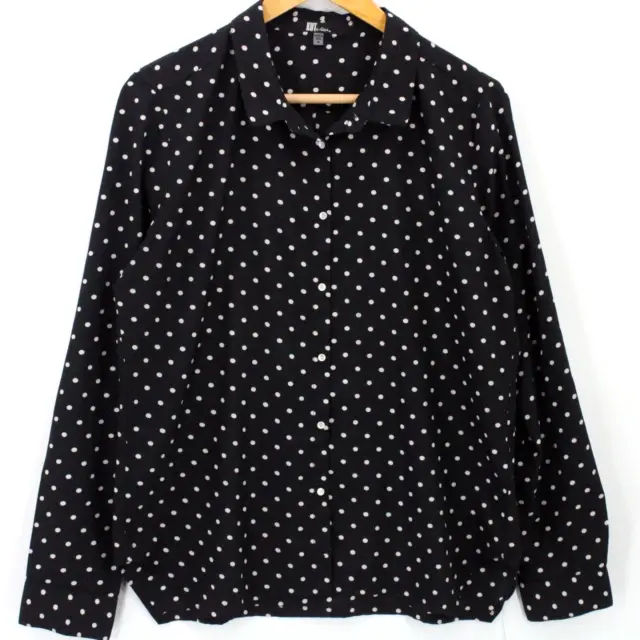 Kut From The Kloth Shirt Womens Black Button Down Long Sleeve Polka Dot Size M