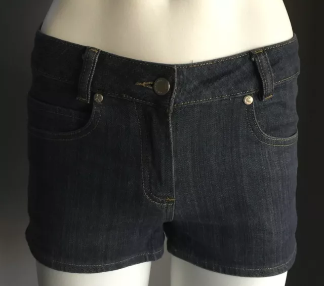 KOOKAI Stretch Blue Denim Shorty Shorts Ladies Size 36 8 10 2 Back Pockets Jeans