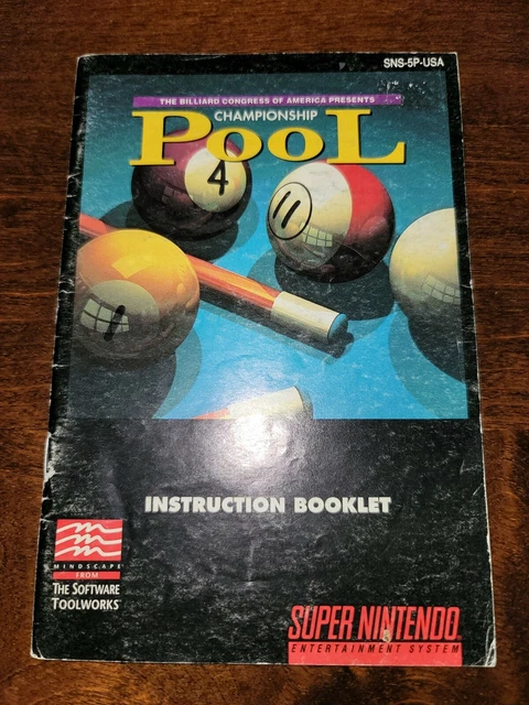 CHAMPIONSHIP POOL SNES Super Nintendo Instruction Manual Only Booklet ...