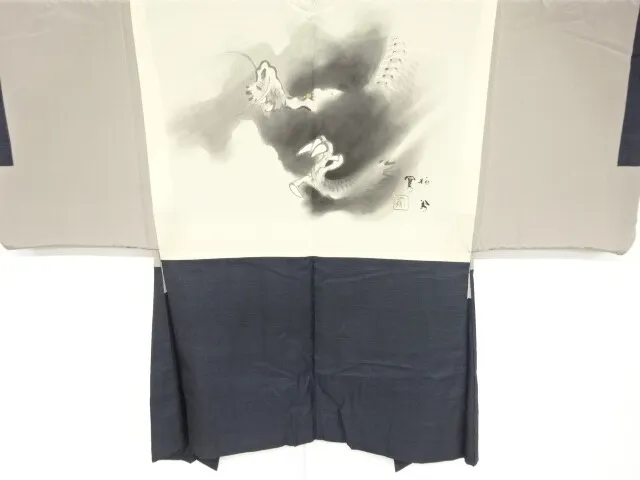 82353# Japanese Kimono / Antique Mens Haori / Dragon