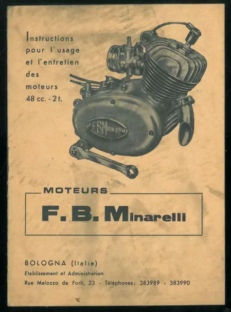 Manuel F. B. MINARELLI Moteurs 48 cc Instructions Usage et Entretien en Français