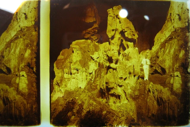 Photo stereo plaque de verre-Vietnam-baie d'Halong Stéréoscopique old stereoview