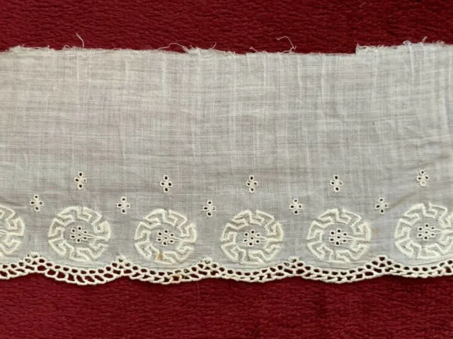 Antique French Insertion trim - Embroidery on Linon 60cm by 6.5cm