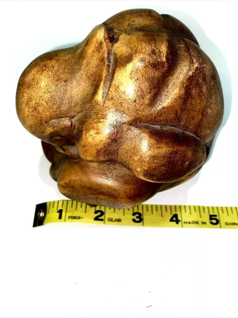 Vintage Weeping Buddha Wood Sculpture Yogi Man Figure Hand Carved