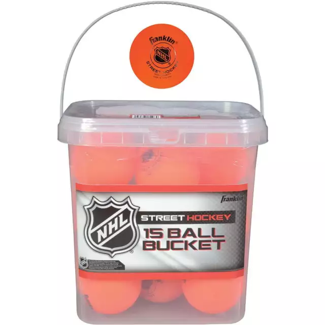 Franklin Sports NHL High-Density Street Hockey Ball Bucket - 15-Pack