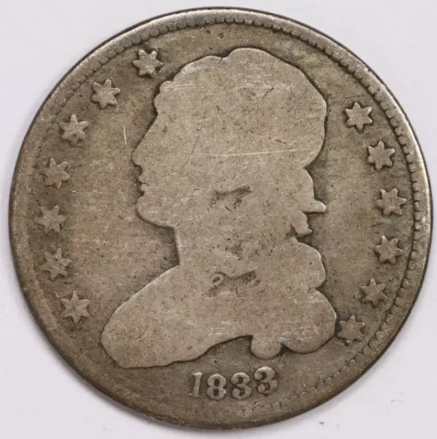 1833 25C Silver Capped Bust Liberty Quarter Dollar Circulated US Coin