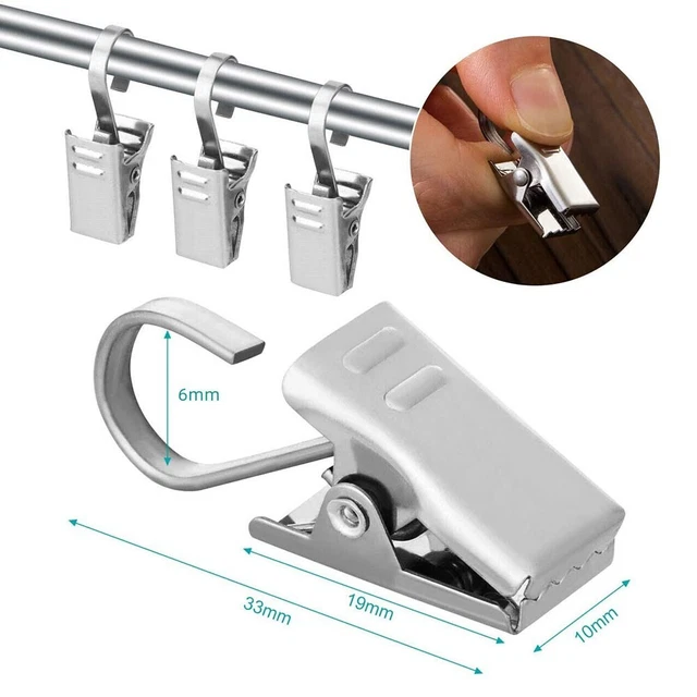 Clip Cortina Anillos Modernos Plata 50 Piezas Bañera Herrajes Acero Inoxidable