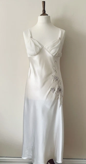 Camicia da notte vintage Presence/slipdress da sposa/abito da notte avorio crema pallida anni '90
