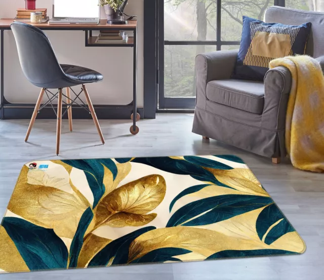 3D Art Golden Leaves NBC1067 Game Rug Mat Elegant Photo Carpet Mat Romy 2023