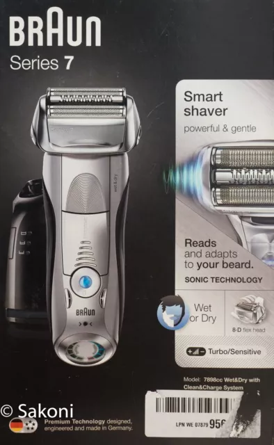 Braun Series 7 7898CC Wet & Dry Smart Shaver - Silver