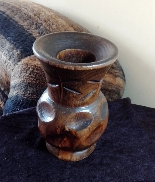 Jarron De Madera Rustico.17 Cm.alto 2