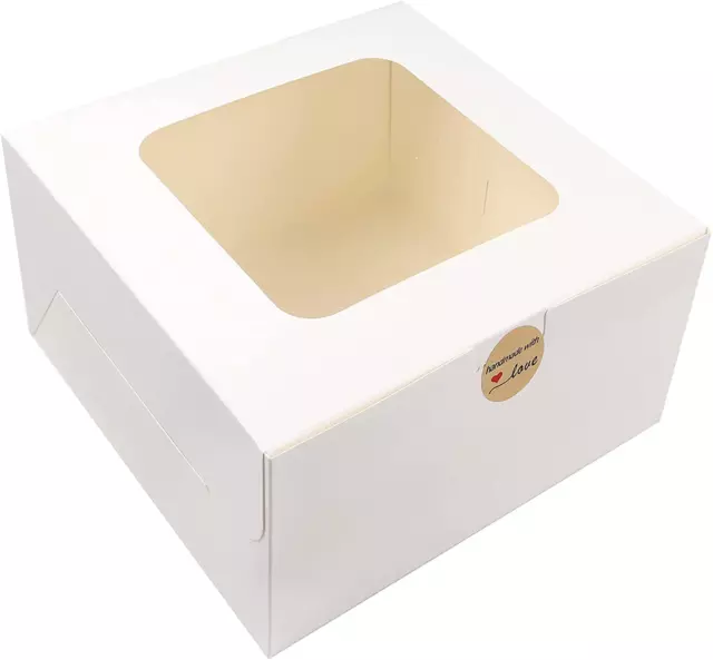 Cake Boxes with Window 24Pcs 10X10X5 Inches White Bakery Boxes Cajas Pasteles fo