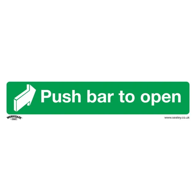 Worksafe Safety Sign - Push Bar To Open - Self-Adhesive Vinyl - Pack of 10
