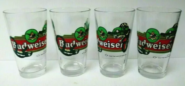 Set of 4 1997 Budweiser Beer Glasses Cup Iguanas 6"