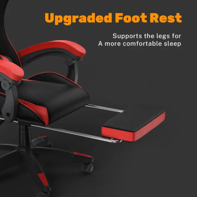 Gaming Chair &Footrest Office Desk Chair Racing Reclining High Back Swivel Chair 3