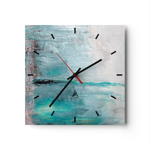 Horloge murale en verre 40x40cm Silencieuse abstraction moderne Wall Clock