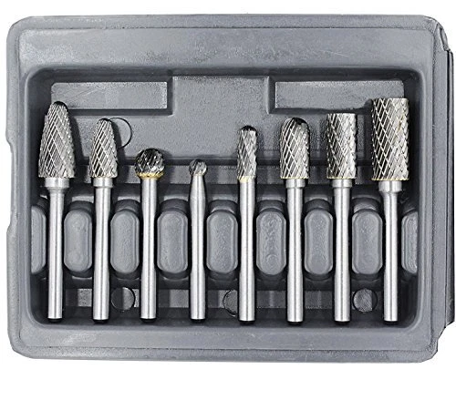 Carbide Burr Set with 1/4''(6.35mm) Shank 8pcs Double Cut Solid Carbide