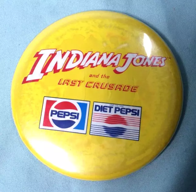 Indiana Jones and the Last Crusade Pinback Button Pepsi & Diet Pepsi 1989