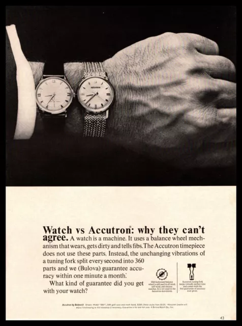 1965 Bulova Watch vs Accutron "Why They Can't Agree" Model 560 14K Gold Print Ad