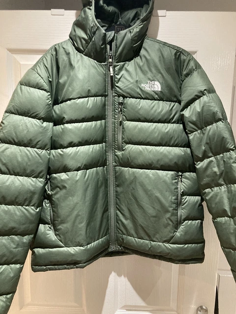 Men's The North Face 550 Down Filled Khaki Padded Hooded Jacket Size Xl