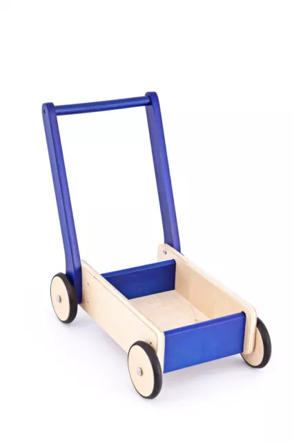 Lauflernwagen Tom aus Holz Lauflernhilfe Motorik-Spielzeug Baby-Walker Blau