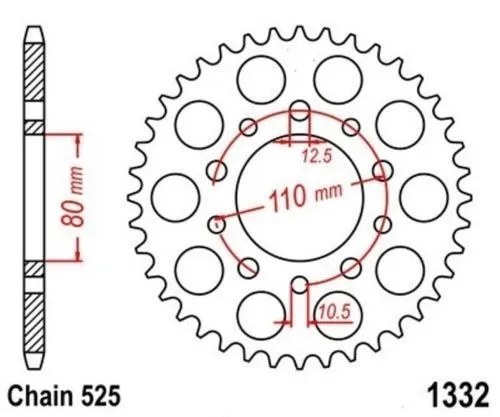 Wheel A Chain 44 (Chain 525) for Honda VT 600 C Shadow 88-06