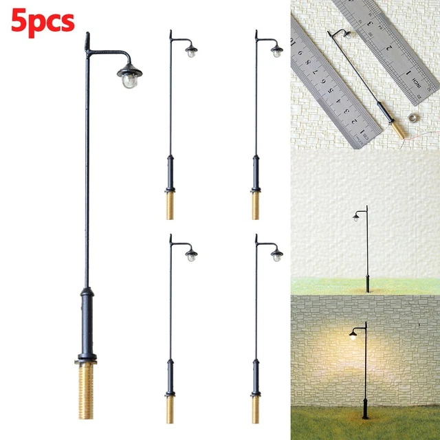 Lot De 10 Lampadaires LED Miniature échelle 1:75 - 110 Mm - Pour Modélisme Ferroviaire, Jardin, Diorama - 3V