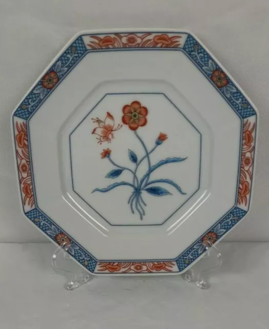 Fitz & Floyd Jardin de chine 6 3/8" Bread & Butter Plate Rust Flowers/Blue Stems