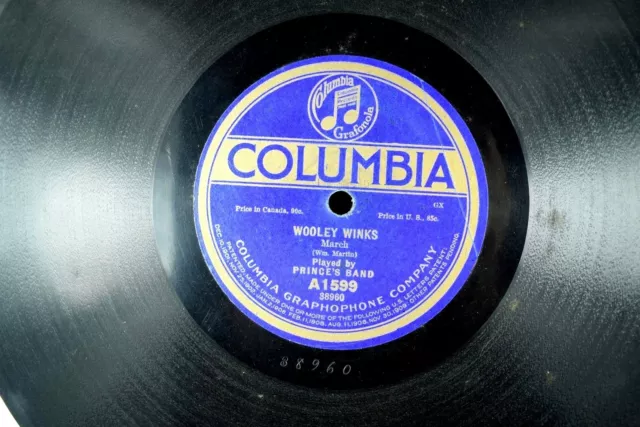 Prince's Band - Ragtime Columbia 78 - Wooley Winks / Blacksmith & His Anvil A6