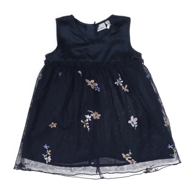 Name It, Kleid, Größe: 80, Blau, Polyester/Baumwolle, Blumen, Mesh, Mädchen