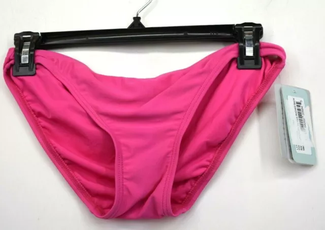Juicy Couture Beach Royalty Womens Pink Solid Tie Ruched Back Bikini Bottom  S