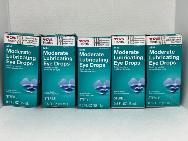 Lote de 5 - gotas lubricantes leves moderadas CVS 0,5 OZ cada una - 1/24 y posteriores