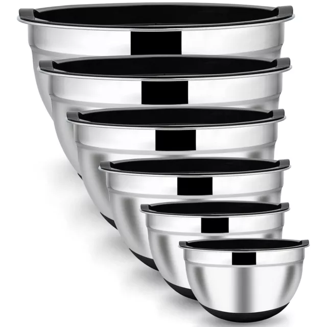 Nesting Mixing Bowls Set of 6, Stainless Steel Mixing Bowl with Airtight Lids...