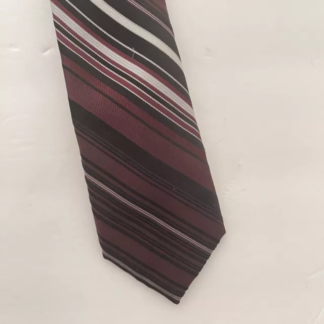 C2 by Calibrate Neck Tie Youth Skinny Plum Grey Black Diagonal Stripes