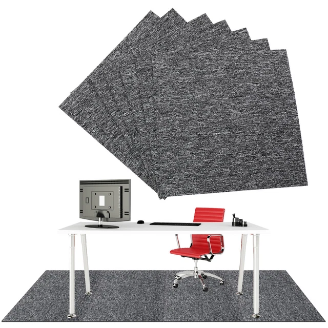 20 x Carpet Tiles 5m2 Heavy Duty Commercial Retail Office Flooring GREY & BLACK