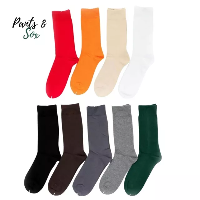 2 Pairs Crew Business Socks Mens Womens Black White Grey Green 2-8 6-11 11-14