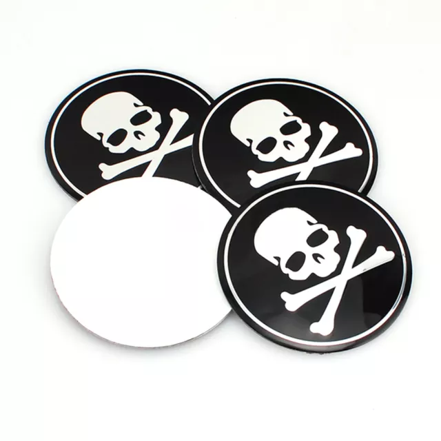 4 Pcs Car Wheel Emblem Hub Center Cap Cross Bone Skull Decor Sticker Accessories