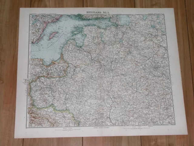 1911 Antique Map Western Russian Empire Poland Lithuania Latvia Estonia Ukraine