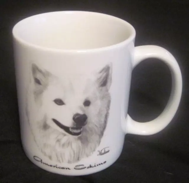 American Eskimo Dog Porcelain Mug Cup Vladimir Tzenov Art Design Rosalinde USA