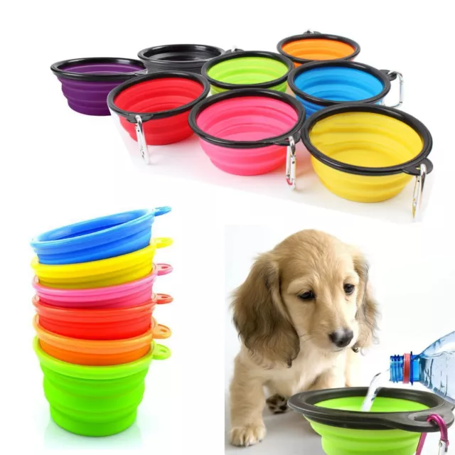 Pet Dog Cat Portable Silicone Collapsible Travel Feeding Bowl Water Dish Feeder