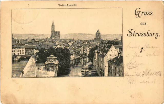 CPA AK Greeting from Strasbourg Total View (490130)