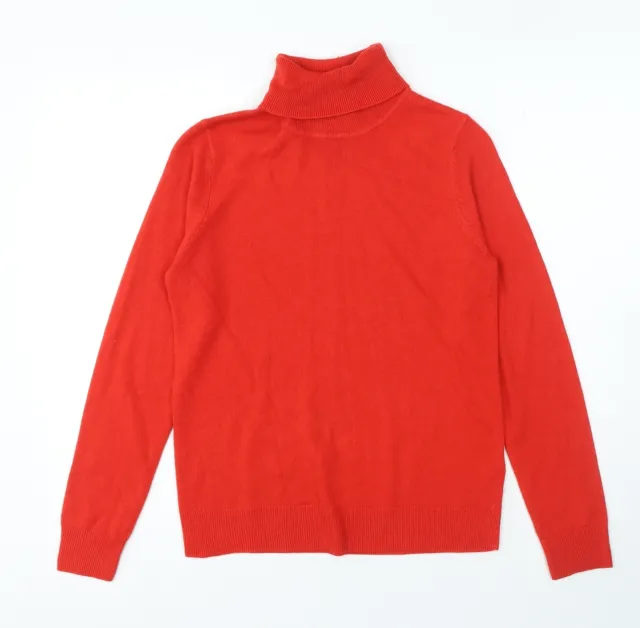 Maglione pullover acrilico Marks and Spencer da donna rosso collo arrotolato taglia 10