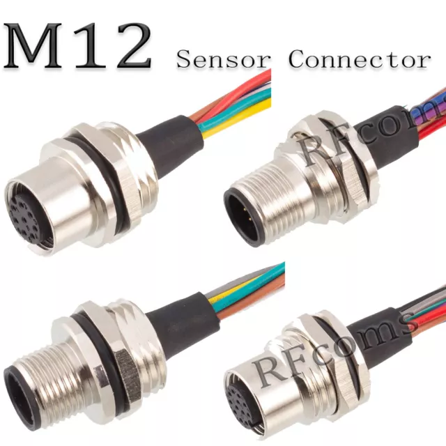 M12 Sensor Connector Socket Waterproof Solder Connector Cable 3 4 5 6 8 12 17Pin