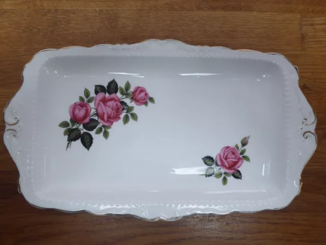 Vintage Bone China Dresden Roses Serving/Sandwich/Platter/Tray